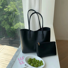 Women Shoulder Bag PU Leather Tote Handbags - High Capacity Shopping Totes
