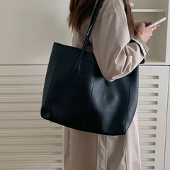 Women Shoulder Bag PU Leather Tote Handbags - High Capacity Shopping Totes