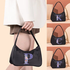 Women Shoulder Bag Retro Handbags Casual Clutches Purple Flower Letter Printed