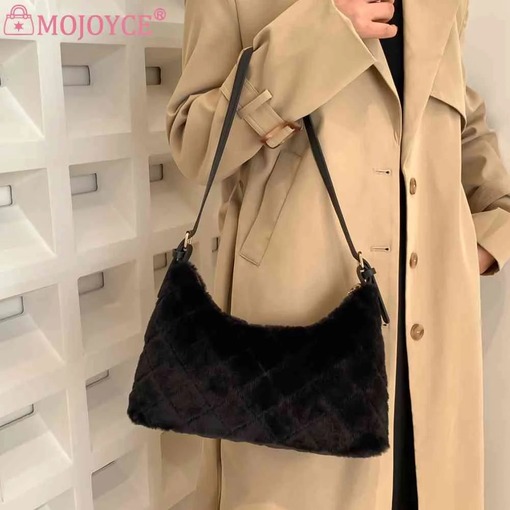 Plush Shoulder Bag Soft Fluffy Clutch Lightweight for Travel Shopping