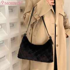 Plush Shoulder Bag Soft Fluffy Clutch Lightweight for Travel Shopping