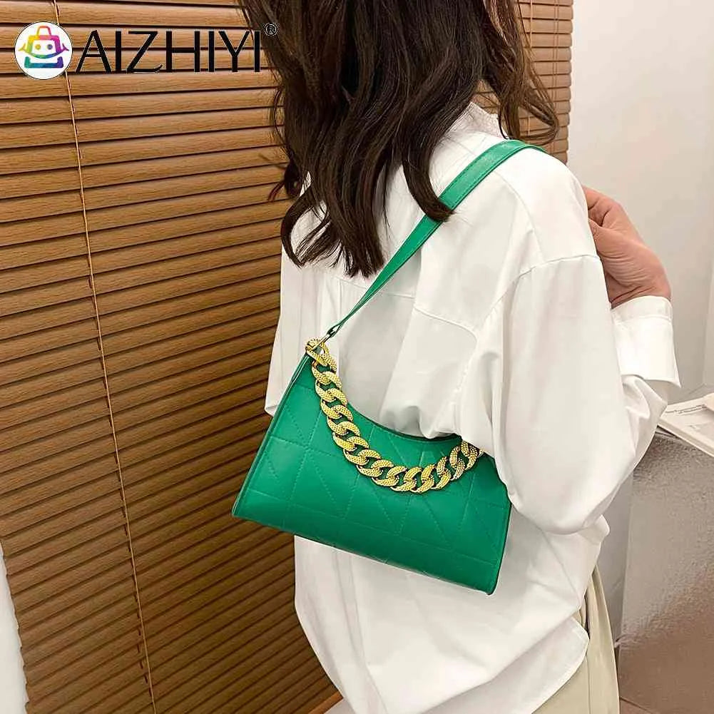 Women Shoulder Bag Chain Underarm Zipper High PU Leather Mini Phone Bag