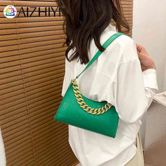 Women Shoulder Bag Chain Underarm Zipper High PU Leather Mini Phone Bag