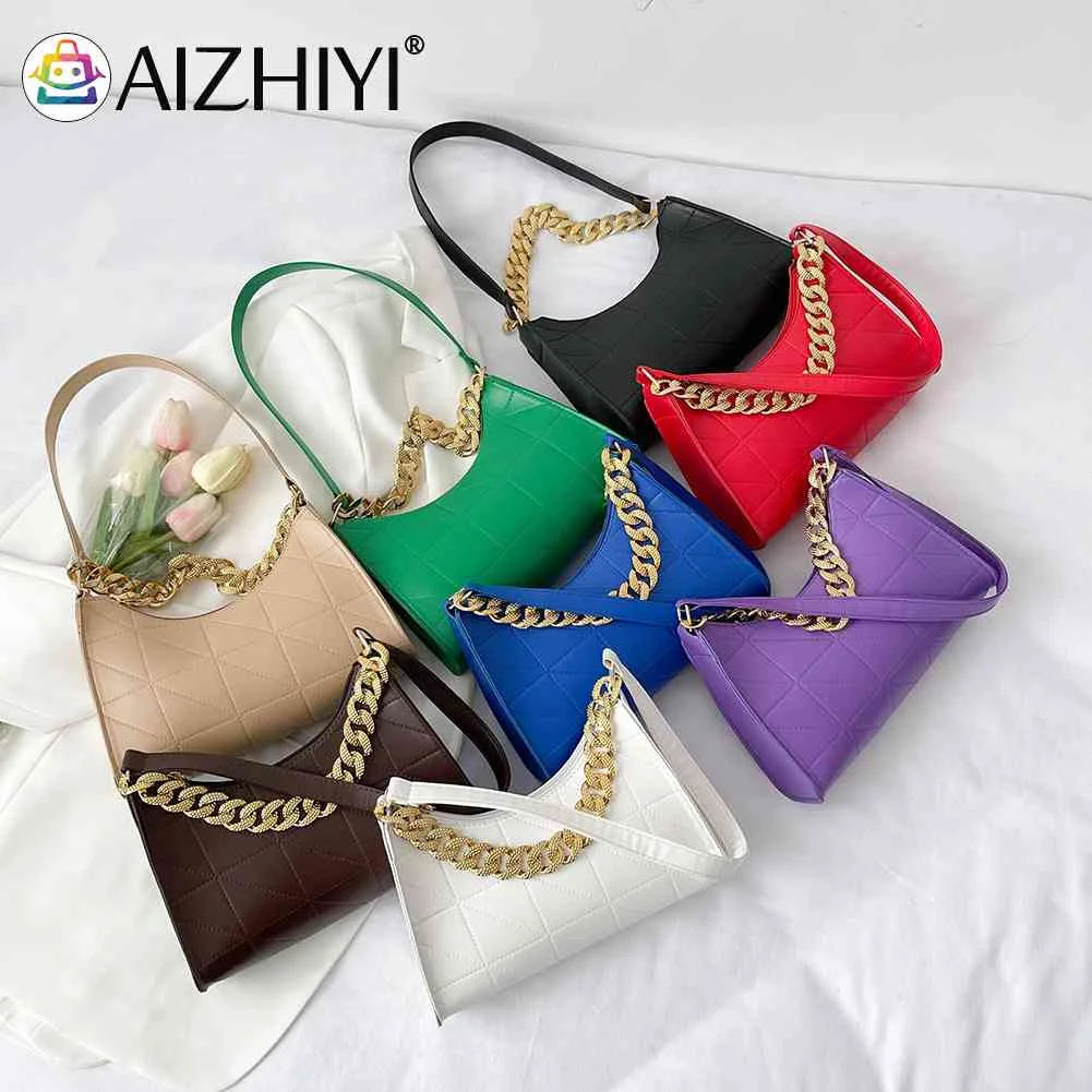 Women Shoulder Bag Chain Underarm Zipper High PU Leather Mini Phone Bag