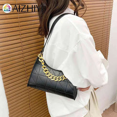 Women Shoulder Bag Chain Underarm Zipper High PU Leather Mini Phone Bag