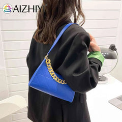 Women Shoulder Bag Chain Underarm Zipper High PU Leather Mini Phone Bag