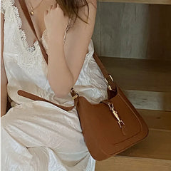 Women Shoulder Bag Soft PU Leather Solid Handbags Casual Zipper