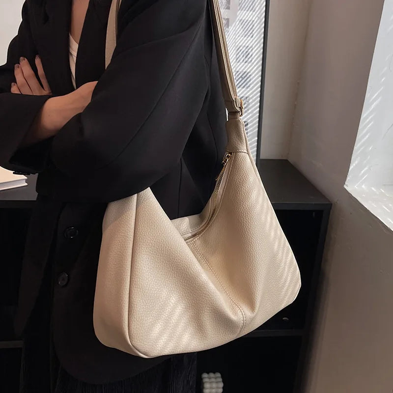 Women Shoulder Bag Solid PU Leather Crossbody Handbags High Capacity