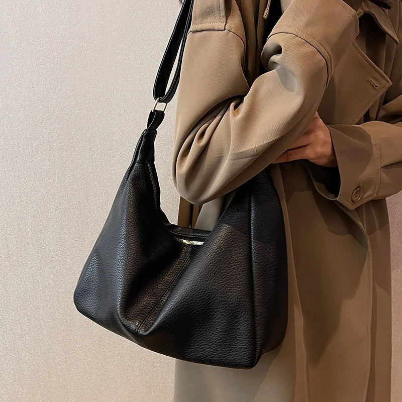 Women Shoulder Bag Solid PU Leather Crossbody Handbags High Capacity