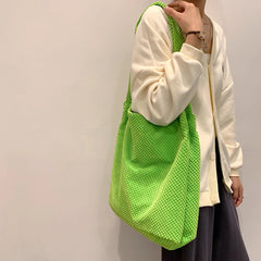 Winter Crochet Shoulder Bag for Women, Casual Solid Handbag for Shopping