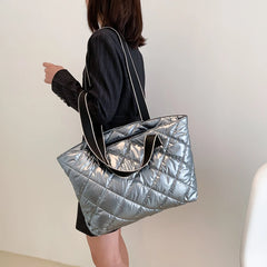 Women Shoulder Bag Rhombic Lattice Quilted Handbag Large Capacity Tote