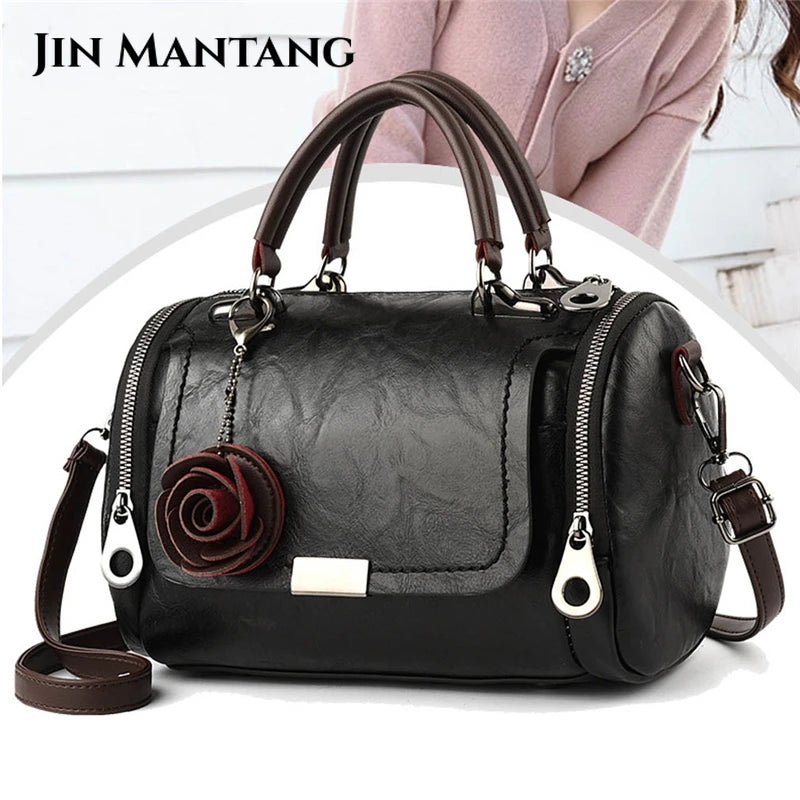 Flower Pendant Shoulder Bag Ladies Totes Party Purse Handbag