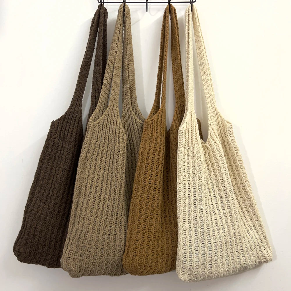 Woven Knitted Shoulder Bag Large Tote Travel Beach Shopping Bag P