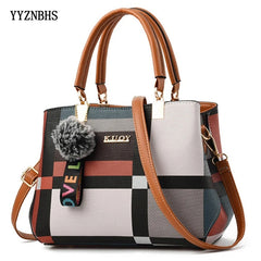 Women Plaid Shoulder Bag Casual Tote Handbag Leather Crossbody Bags