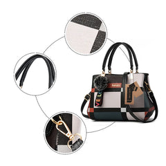 Women Plaid Shoulder Bag Casual Tote Handbag Leather Crossbody Bags