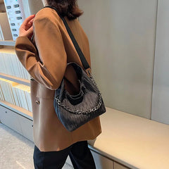 Women Shoulder Bags Chain Lady Handbags High Fabric Bucket Crossbody Bag