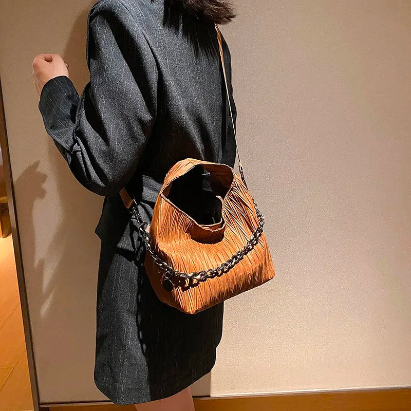 Women Shoulder Bags Chain Lady Handbags High Fabric Bucket Crossbody Bag