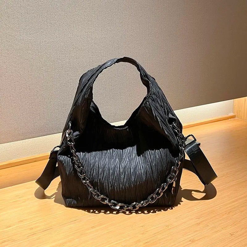 Women Shoulder Bags Chain Lady Handbags High Fabric Bucket Crossbody Bag