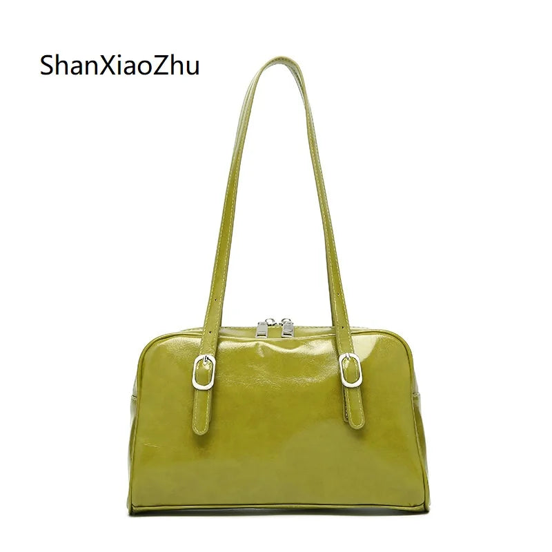 Retro Leather Shoulder Bag for Women Large Capacity Clutch Wallet Totes