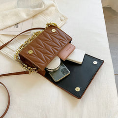 Quilted Chain Shoulder Bag Crossbody Handbag Soft Leather Travel Purse