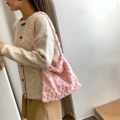 Plush Heart Pattern Shoulder Bag for Women