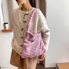 Plush Heart Pattern Shoulder Bag for Women