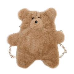 Plush Bear Shoulder Bag Small Clutch Casual Messenger Bag
