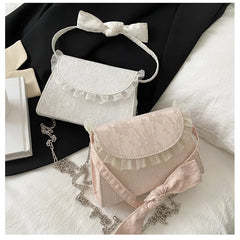 Women's Lace Bow Fresh Handbag Crossbody Bag Clutch
