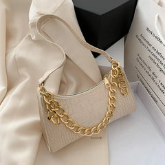 Leather Shoulder Bag Crocodile Pattern Tote Underarm Bag
