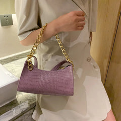Leather Shoulder Bag Crocodile Pattern Tote Underarm Bag