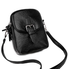 Vintage PU Leather Shoulder Crossbody Bag with Headphone Jack Pouch