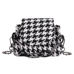 Houndstooth Pattern Woolen Cloth Shoulder Bag for Women
