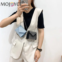 Retro Rhinestone Chain Messenger Bag for Women