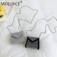 Retro Rhinestone Chain Messenger Bag for Women