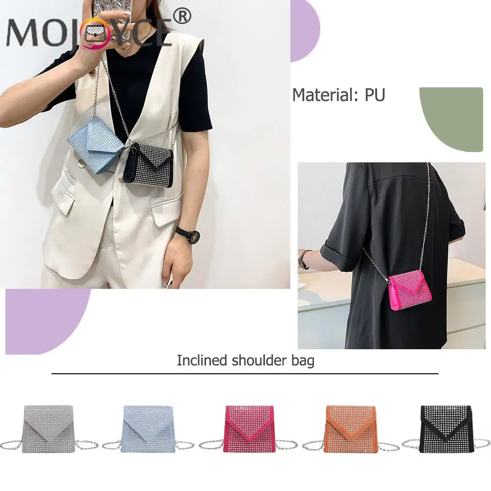 Retro Rhinestone Chain Messenger Bag for Women