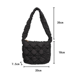 Quilted Hobo Handbag Ruched Small Tote Bag Padded Purse