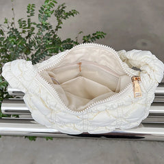 Quilted Hobo Handbag Ruched Small Tote Bag Padded Purse