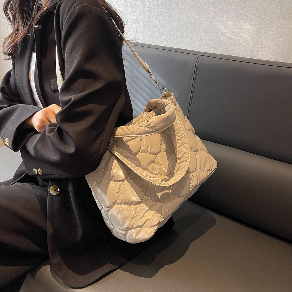 Winter Nylon Cotton-padded Shoulder Bag Large Capacity Crossbody Tote