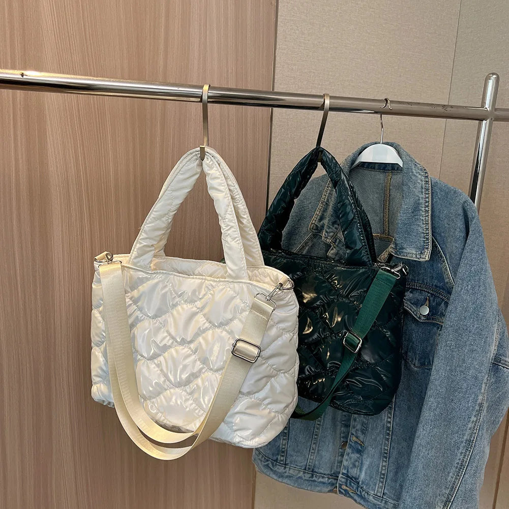 Winter Nylon Cotton-padded Shoulder Bag Large Capacity Crossbody Tote
