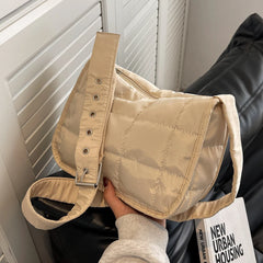 Quilted Cotton Shoulder Bag with Wide Strap