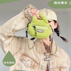 Women Shoulder Crossbody Bag Woolen Splicing Vintage PU Leather