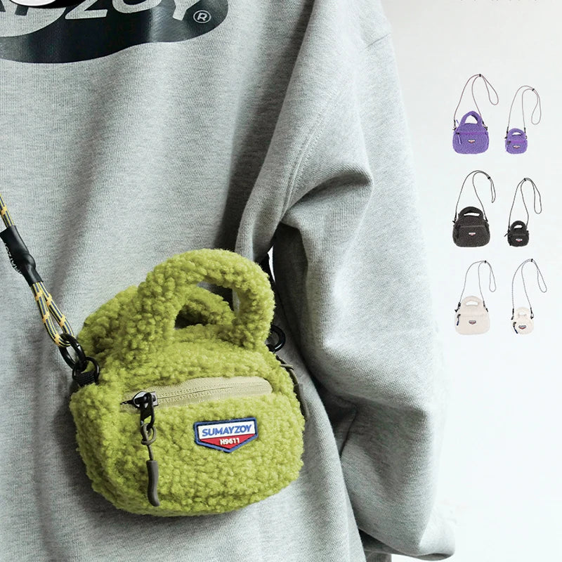 Women Shoulder Crossbody Bag Woolen Splicing Vintage PU Leather