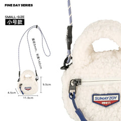 Women Shoulder Crossbody Bag Woolen Splicing Vintage PU Leather