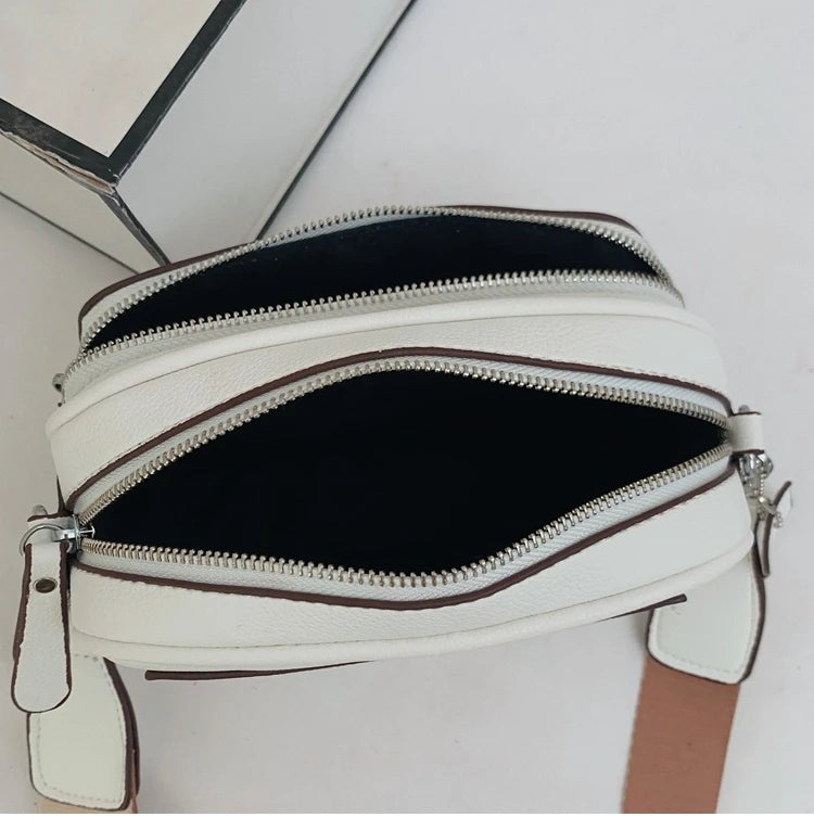 Women Shoulder Handbag Wide Strap Crossbody Bag High Capacity Solid PU Leather F