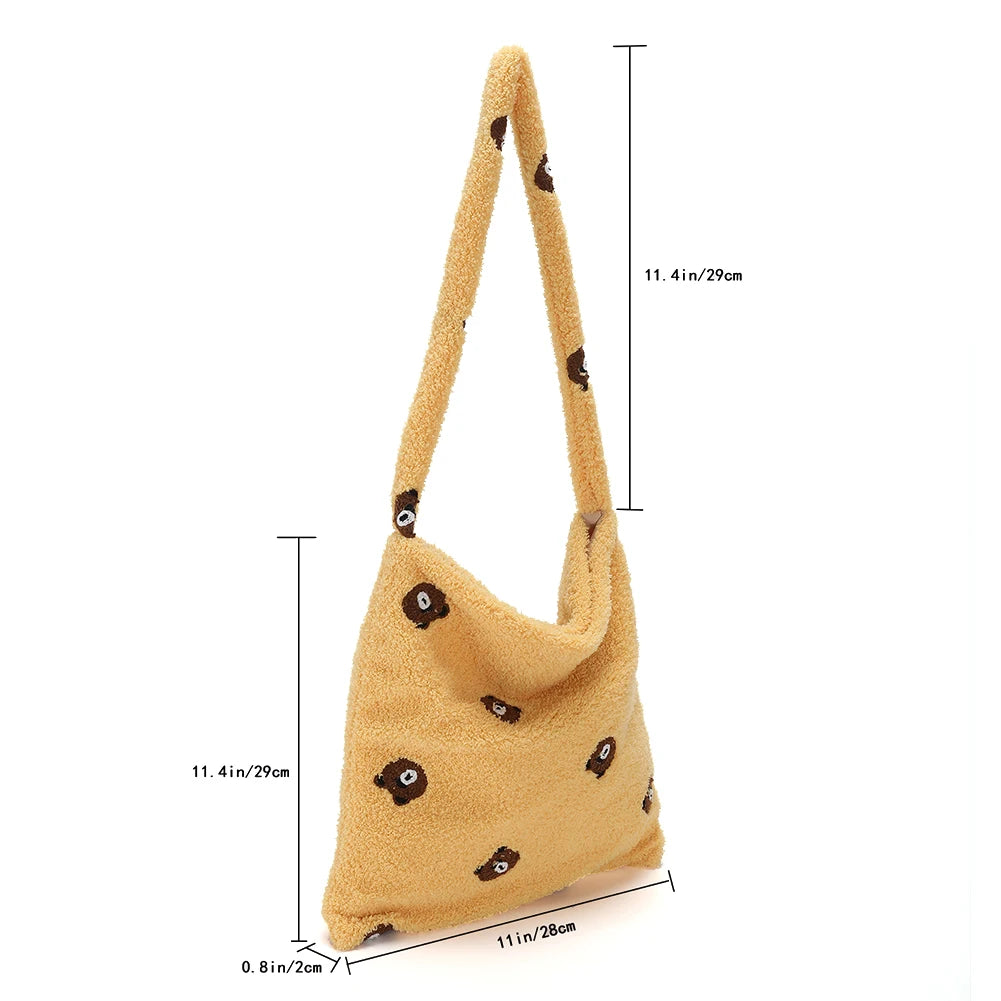 Women Animal Pattern Plush Underarm Totes Bags