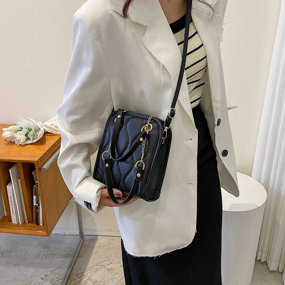 Women Shoulder Handbags Rhomboid Pattern Crossbody Satchels