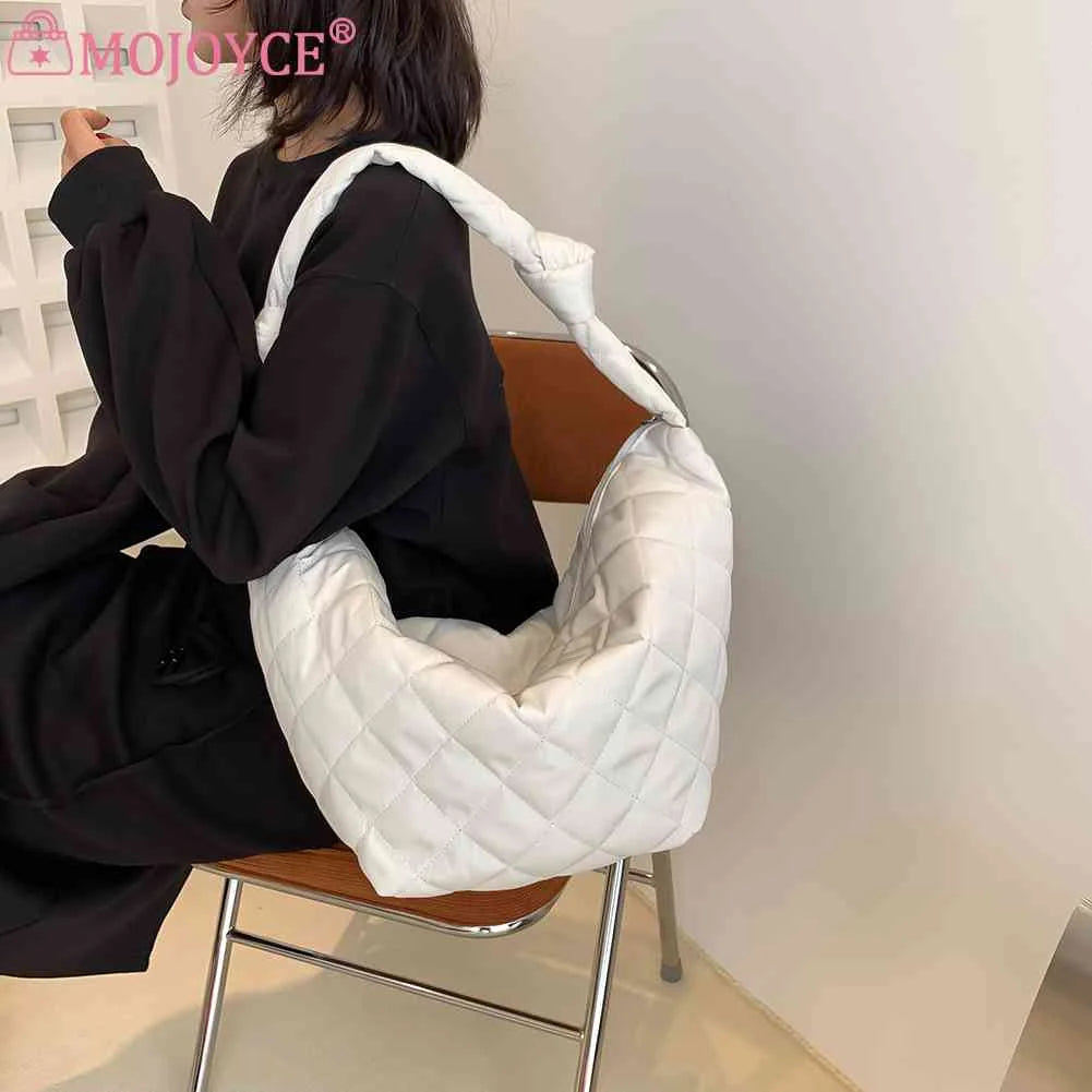 Women Shoulder Handbags Solid Cotton Padded Top-handle Totes Casual Shoulder Tot