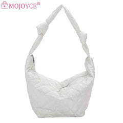 Women Shoulder Handbags Solid Cotton Padded Top-handle Totes Casual Shoulder Tot