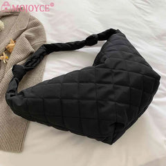Women Shoulder Handbags Solid Cotton Padded Top-handle Totes Casual Shoulder Tot