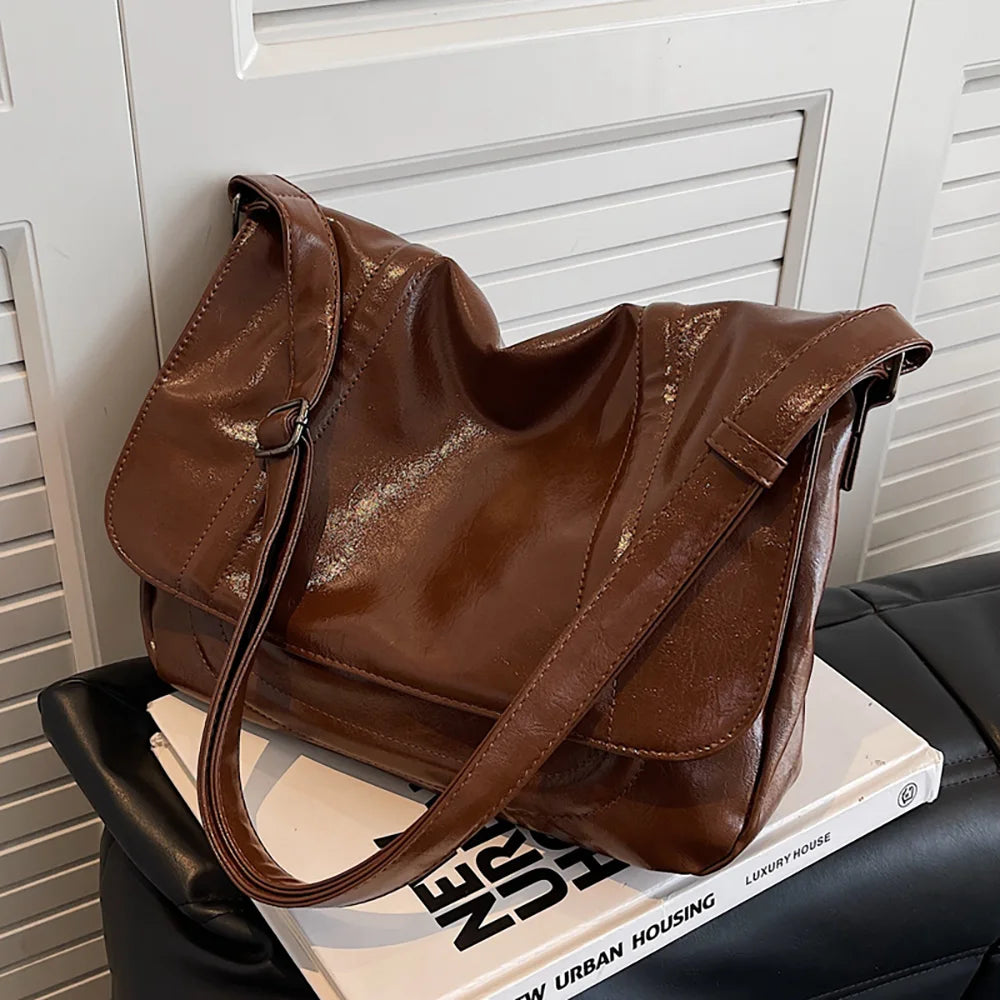 Women Shoulder Messenger Bag Pu Leather Crossbody Tote Bags Winter Large Capacit